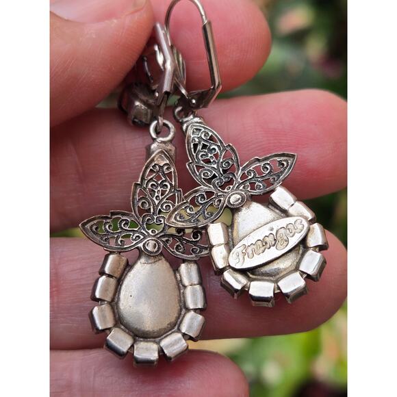 Vintage NIKOLAS FRANGOS Blue Swarovski Crystal Chandelier Earrings, Stunning! - Picture 10 of 10